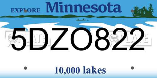 5DZO822 Minnesota License Plate