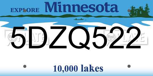 5DZQ522 Minnesota License Plate