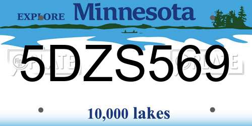 5DZS569 Minnesota License Plate
