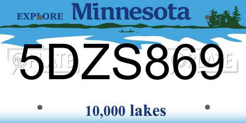 5DZS869 Minnesota License Plate
