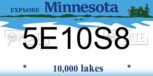 5E10S8 Minnesota License Plate