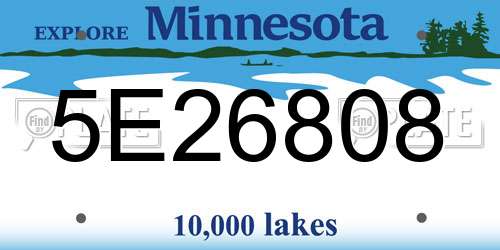 5E26808 Minnesota License Plate