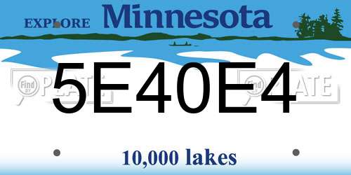 5E40E4 Minnesota License Plate