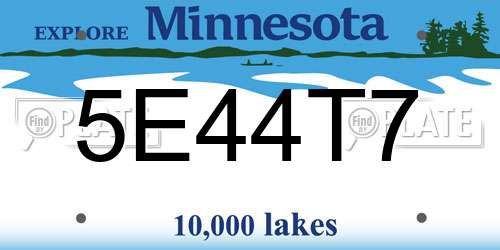 5E44T7 Minnesota License Plate