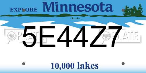 5E44Z7 Minnesota License Plate