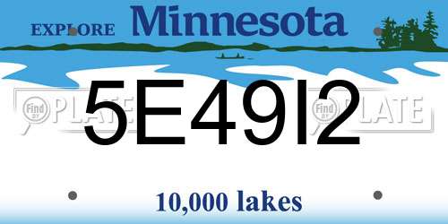 5E49I2 Minnesota License Plate