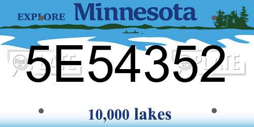 5E54352 Minnesota License Plate