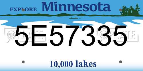 5E57335 Minnesota License Plate
