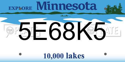 5E68K5 Minnesota License Plate