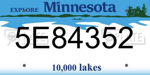 5E84352 Minnesota License Plate