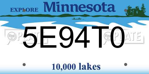 5E94T0 Minnesota License Plate