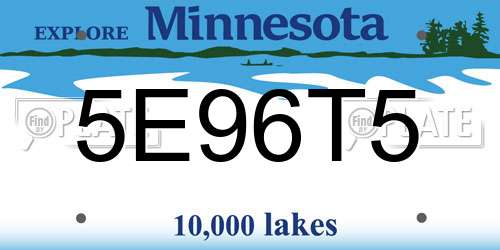5E96T5 Minnesota License Plate