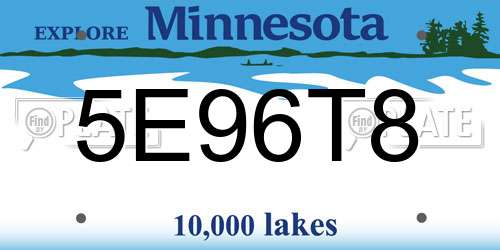 5E96T8 Minnesota License Plate