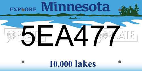 5EA477 Minnesota License Plate