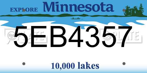 5EB4357 Minnesota License Plate