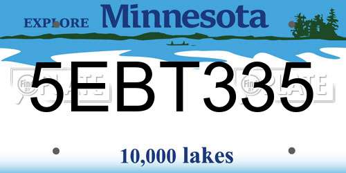 5EBT335 Minnesota License Plate