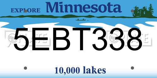 5EBT338 Minnesota License Plate