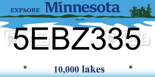 5EBZ335 Minnesota License Plate