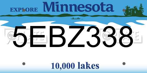 5EBZ338 Minnesota License Plate