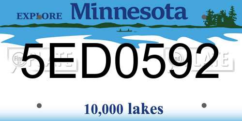 5ED0592 Minnesota License Plate