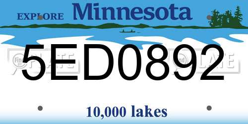 5ED0892 Minnesota License Plate