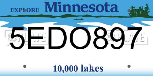 5EDO897 Minnesota License Plate