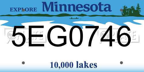 5EG0746 Minnesota License Plate