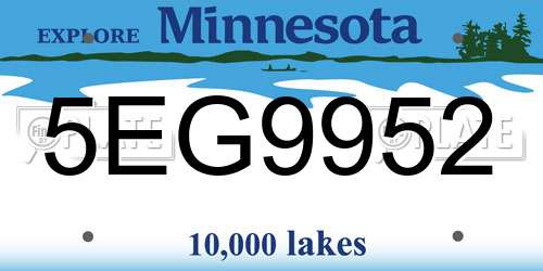 5EG9952 Minnesota License Plate