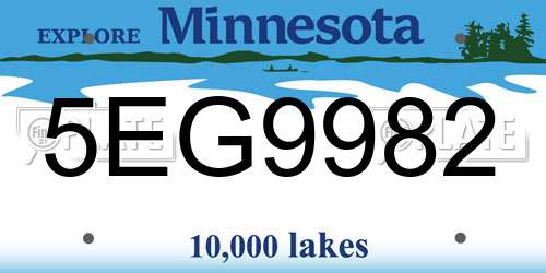 5EG9982 Minnesota License Plate