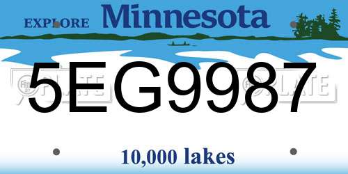 5EG9987 Minnesota License Plate