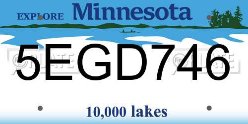 5EGD746 Minnesota License Plate