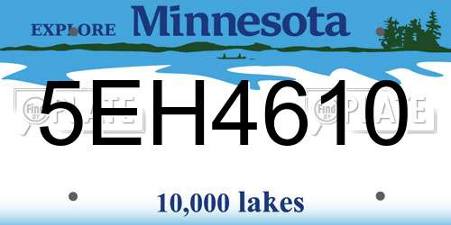 5EH4610 Minnesota License Plate