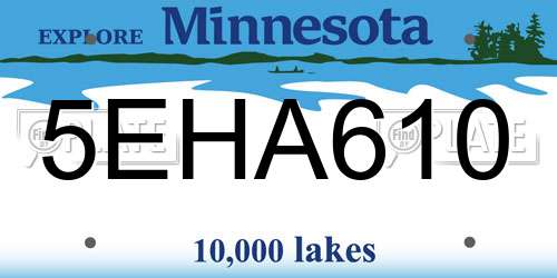 5EHA610 Minnesota License Plate