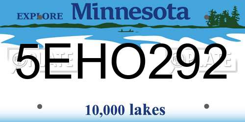 5EHO292 Minnesota License Plate