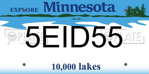 5EID55 Minnesota License Plate