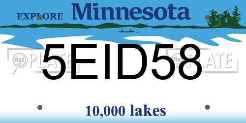 5EID58 Minnesota License Plate