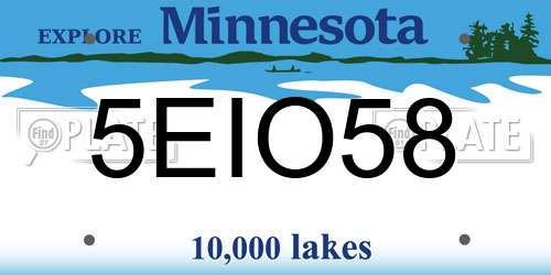 5EIO58 Minnesota License Plate