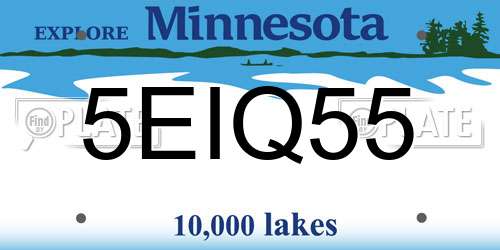5EIQ55 Minnesota License Plate