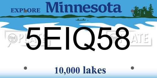 5EIQ58 Minnesota License Plate