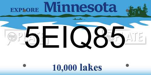 5EIQ85 Minnesota License Plate