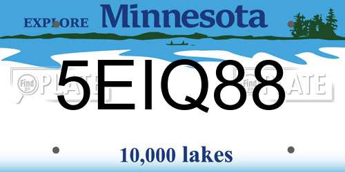 5EIQ88 Minnesota License Plate