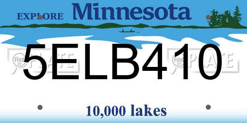5ELB410 Minnesota License Plate