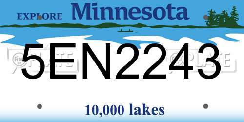 5EN2243 Minnesota License Plate