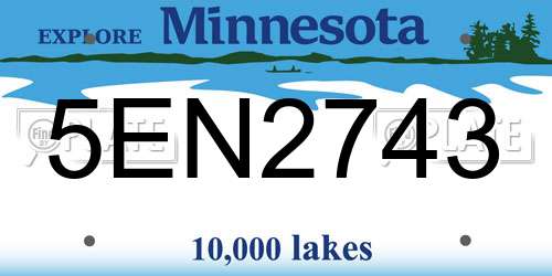 5EN2743 Minnesota License Plate