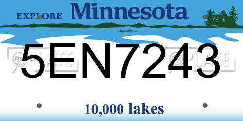 5EN7243 Minnesota License Plate