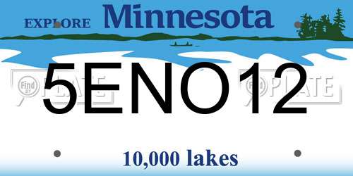 5ENO12 Minnesota License Plate