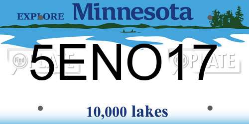 5ENO17 Minnesota License Plate