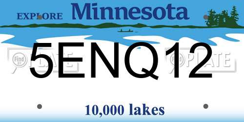 5ENQ12 Minnesota License Plate