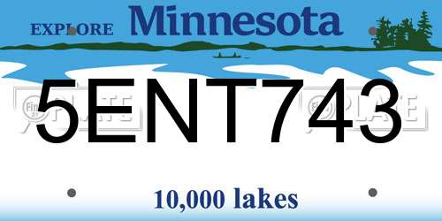 5ENT743 Minnesota License Plate