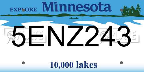 5ENZ243 Minnesota License Plate